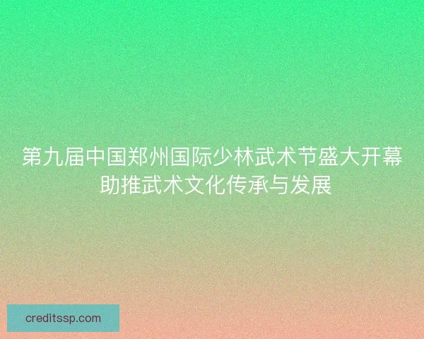 第九届中国郑州国际少林武术节盛大开幕 助推武术文化传承与发展 第九届中国郑州国际少林武术节盛大开幕 助推武术文化传承与发展