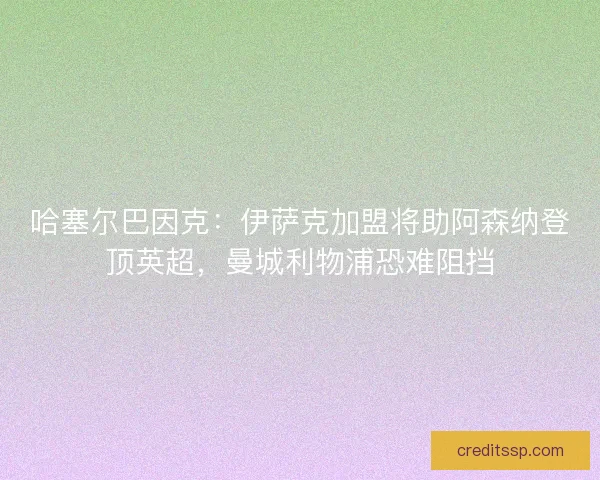 哈塞尔巴因克：伊萨克加盟将助阿森纳登顶英超，曼城利物浦恐难阻挡